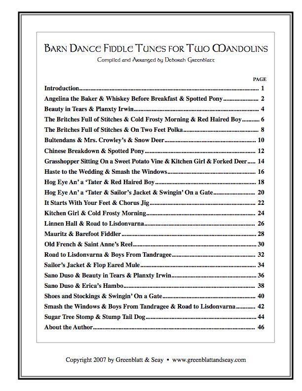 Barn Dance Fiddle Tunes for Two Mandolins Media Greenblatt & Seay