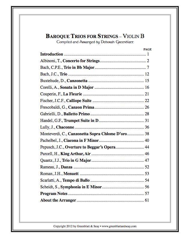 Baroque Trios for Strings - Violin B Media Greenblatt & Seay