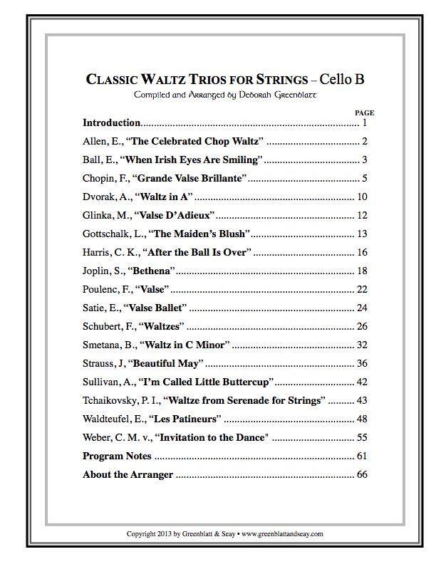 Classic Waltz Trios for Strings - Cello B Media Greenblatt & Seay