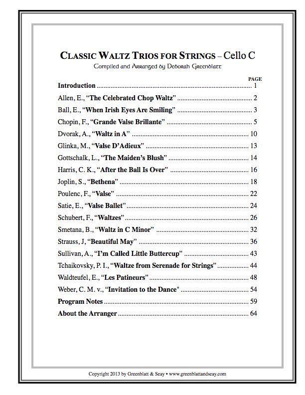 Classic Waltz Trios for Strings - Cello C Media Greenblatt & Seay