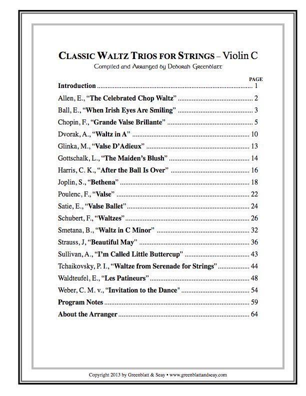Classic Waltz Trios for Strings - Violin C Media Greenblatt & Seay