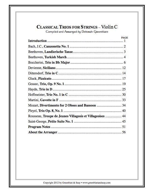 Classical Trios for Strings Violin C Media Greenblatt & Seay