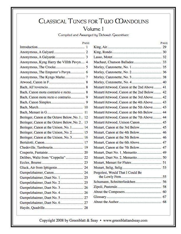 Classical Tunes for Two Mandolins, Volume 1 Media Greenblatt & Seay