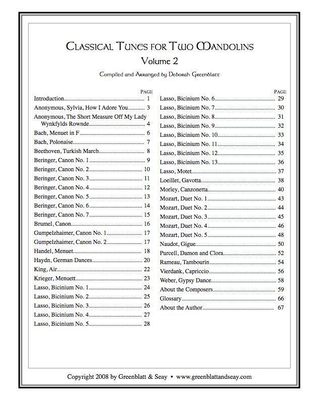 Classical Tunes for Two Mandolins, Volume 2 Media Greenblatt & Seay