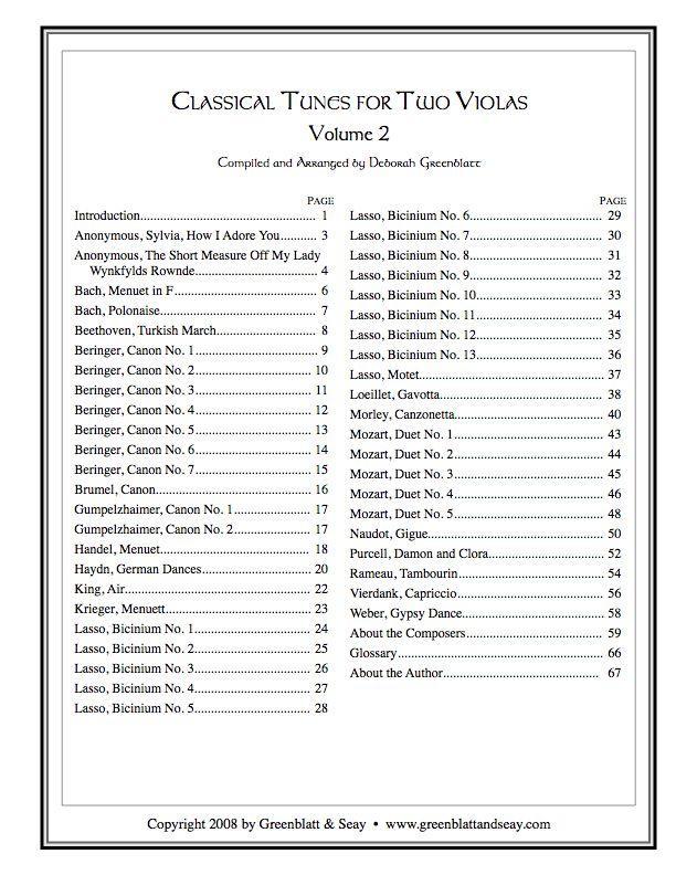 Classical Tunes for Two Violas, Volume 2 Media Greenblatt & Seay