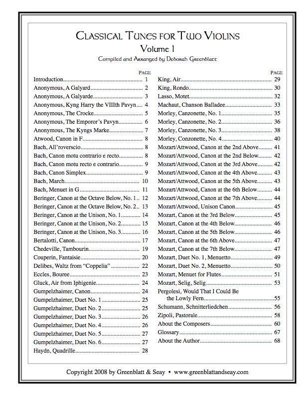 Classical Tunes for Two Violins, Volume 1 Media Greenblatt & Seay