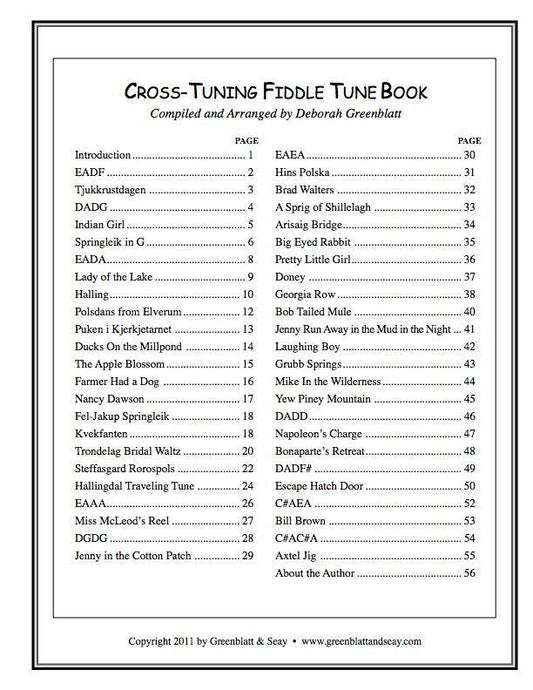 Cross-Tuning Fiddle Tune Book Media Greenblatt & Seay