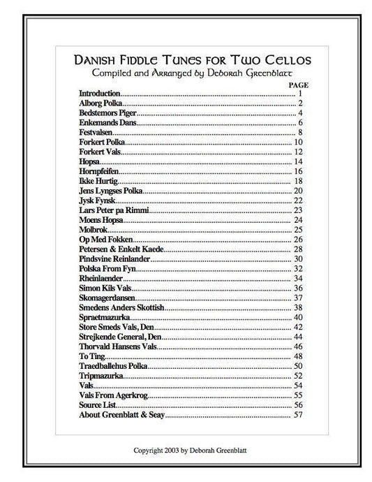 Danish Fiddle Tunes for Two Cellos Media Greenblatt & Seay