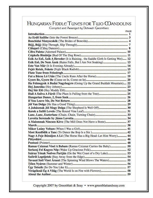Hungarian Fiddle Tunes for Two Mandolins Media Greenblatt & Seay