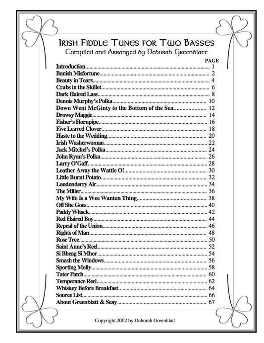 Irish Fiddle Tunes for Two Basses Media Greenblatt & Seay