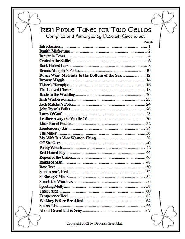 Irish Fiddle Tunes for Two Cellos Media Greenblatt & Seay