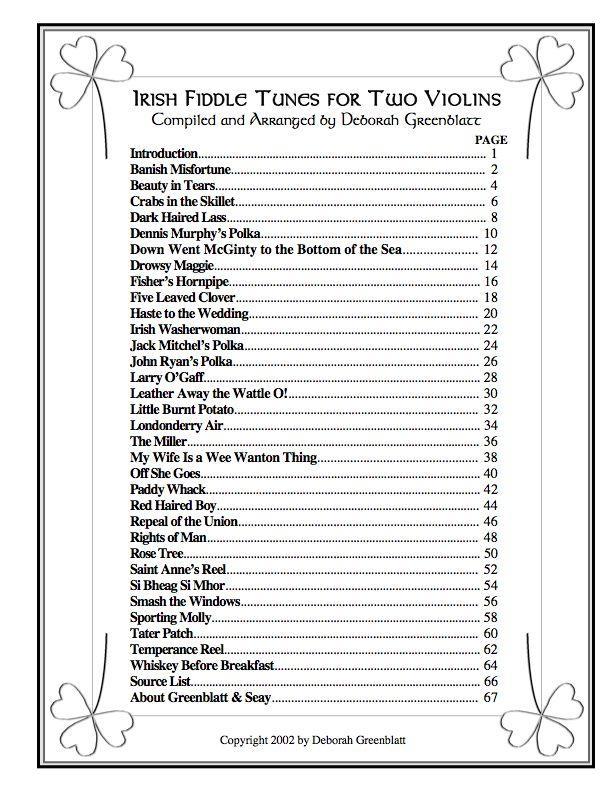 Irish Fiddle Tunes for Two Violins Media Greenblatt & Seay