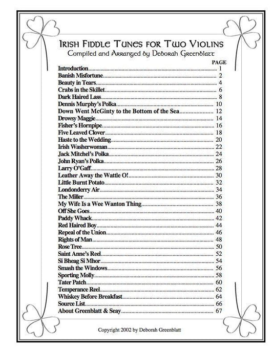 Irish Fiddle Tunes for Two Violins Media Greenblatt & Seay