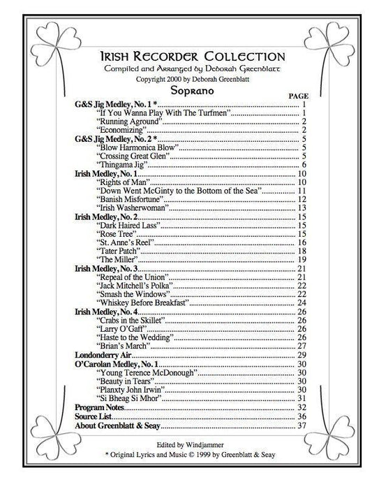 Irish Recorder Quartet Collection - Parts Media Greenblatt & Seay