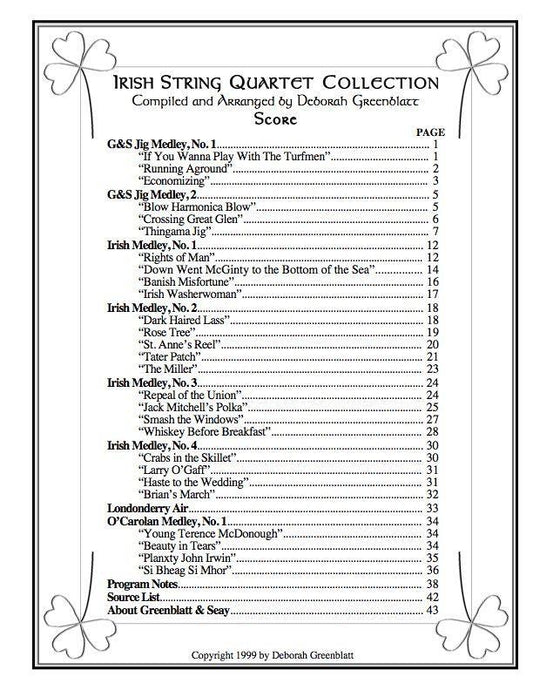 Irish String Quartet Collection - Score Media Greenblatt & Seay