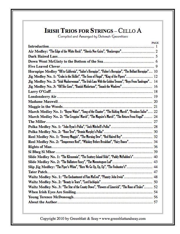 Irish Trios for Strings Cello A Media Greenblatt & Seay
