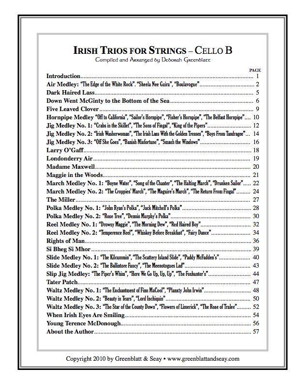 Irish Trios for Strings Cello B Media Greenblatt & Seay