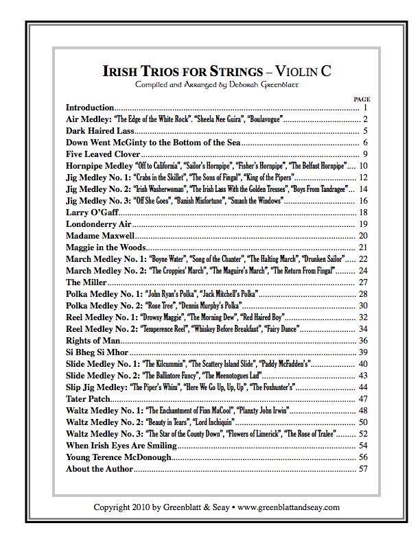 Irish Trios for Strings Violin C Media Greenblatt & Seay
