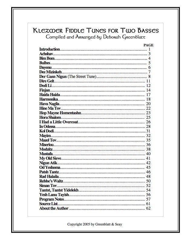 Klezmer Fiddle Tunes for Two Basses Media Greenblatt & Seay