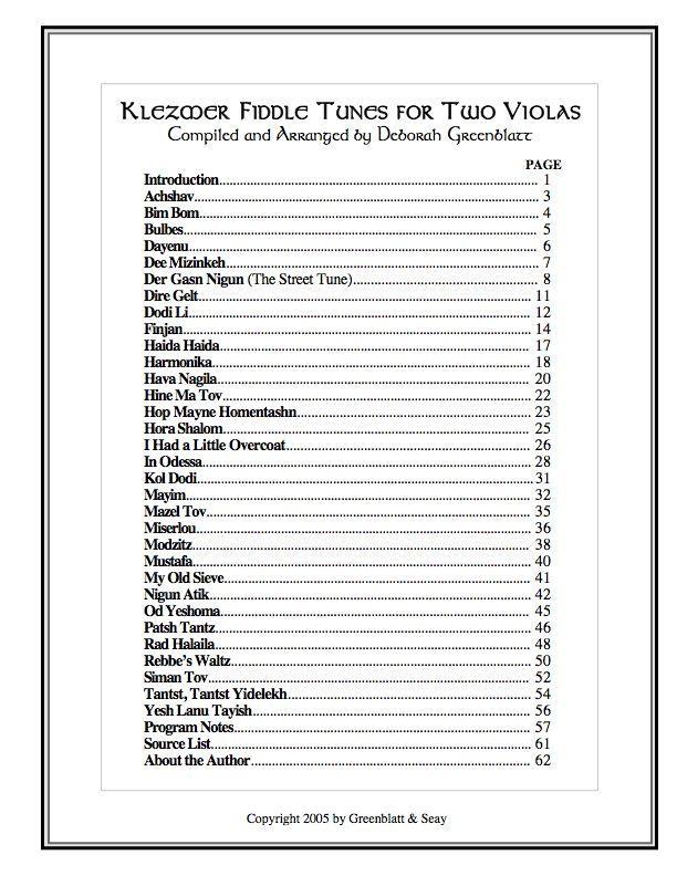 Klezmer Fiddle Tunes for Two Violas Media Greenblatt & Seay