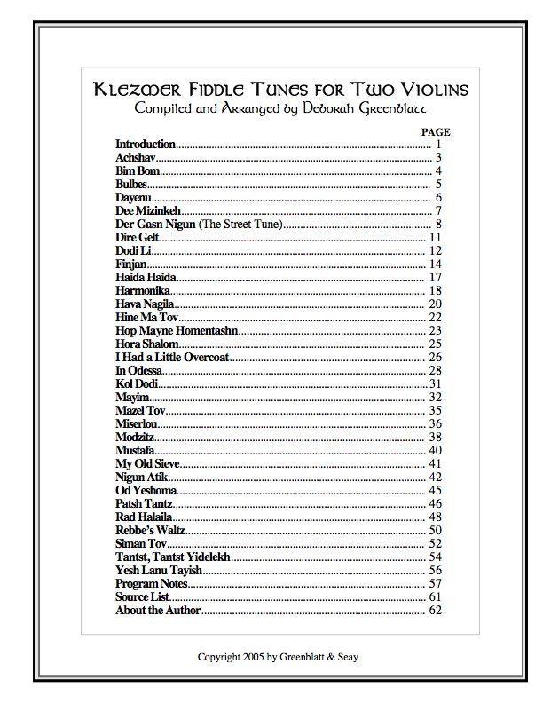 Klezmer Fiddle Tunes for Two Violins Media Greenblatt & Seay