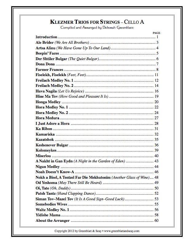 Klezmer Trios for Strings - Cello A Media Greenblatt & Seay