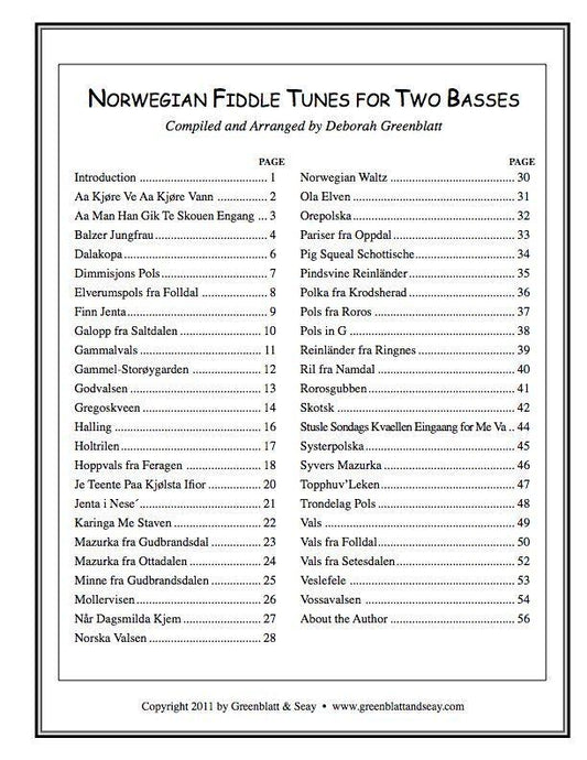 Norwegian Fiddle Tunes for Two Basses Media Greenblatt & Seay