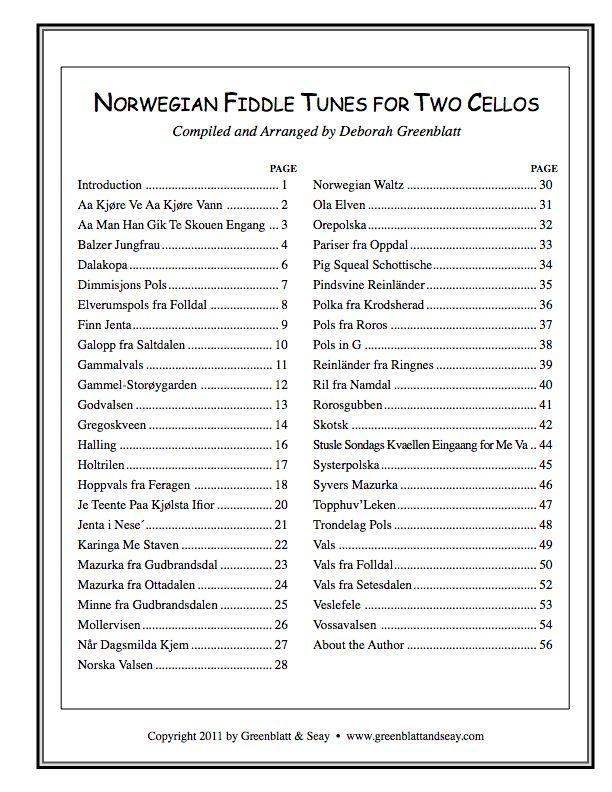 Norwegian Fiddle Tunes for Two Cellos Media Greenblatt & Seay