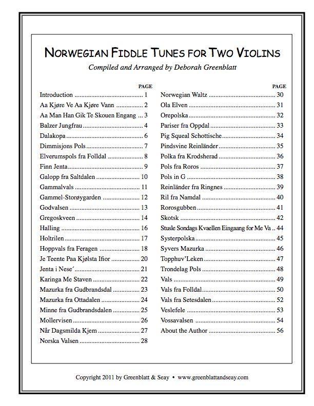 Norwegian Fiddle Tunes for Two Violins Media Greenblatt & Seay