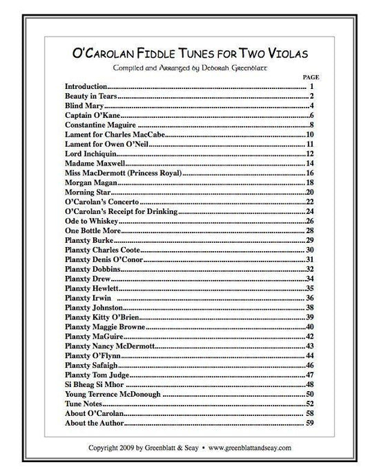 O'Carolan Fiddle Tunes for Two Violas Media Greenblatt & Seay