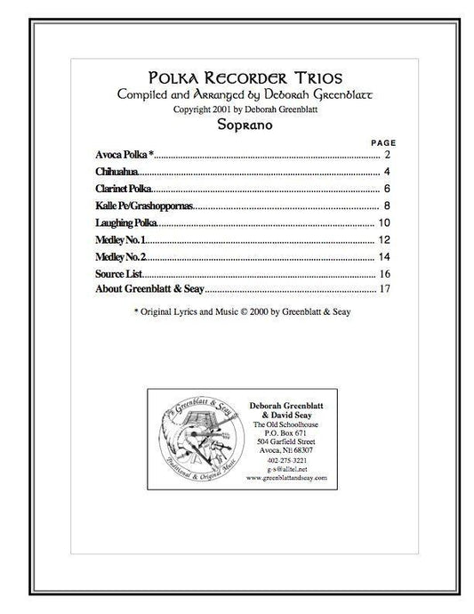 Polka Recorder Trios - Parts Media Greenblatt & Seay