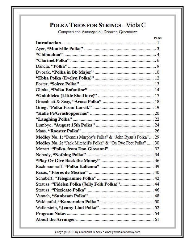 Polka Trios for Strings - Viola C Media Greenblatt & Seay