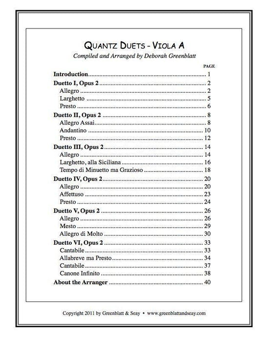 Quantz Duets - Violas A Media Greenblatt & Seay