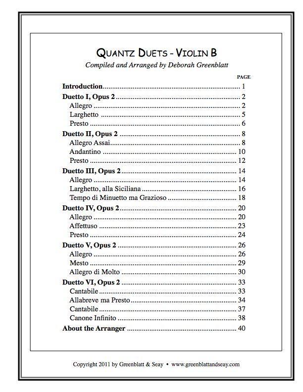 Quantz Duets - Violins B Media Greenblatt & Seay
