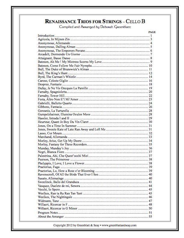 Renaissance Trios for Strings - Cello B Media Greenblatt & Seay