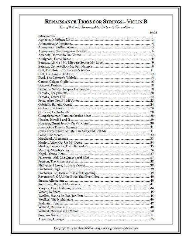 Renaissance Trios for Strings - Violin B Media Greenblatt & Seay