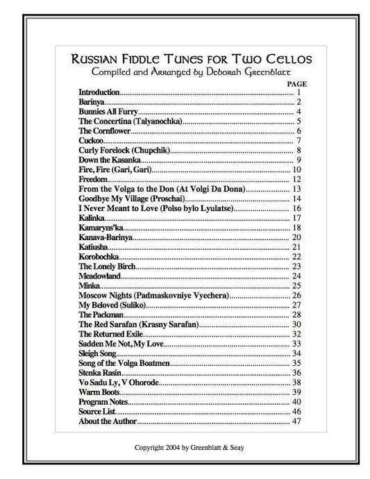 Russian Fiddle Tunes for Two Cellos Media Greenblatt & Seay