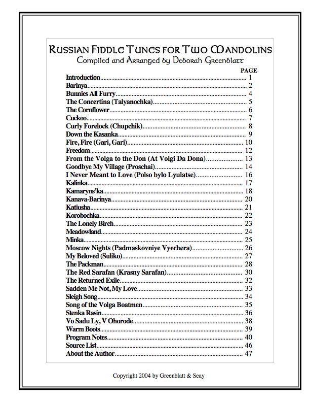 Russian Fiddle Tunes for Two Mandolins Media Greenblatt & Seay