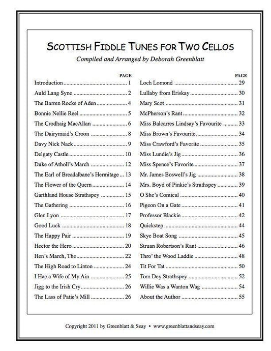 Scottish Fiddle Tunes for Two Cellos Media Greenblatt & Seay