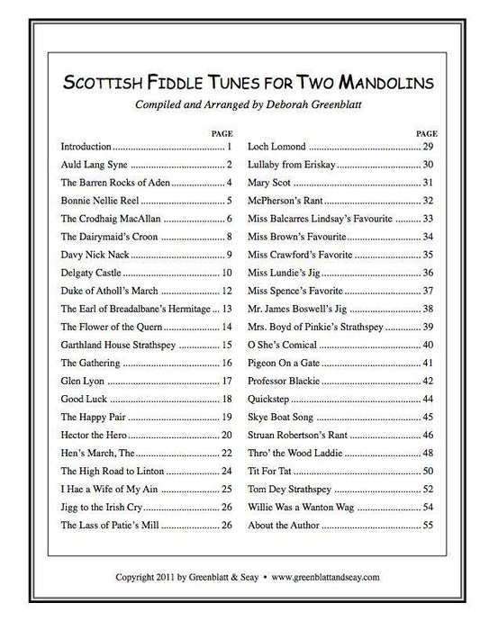 Scottish Fiddle Tunes for Two Mandolins Media Greenblatt & Seay