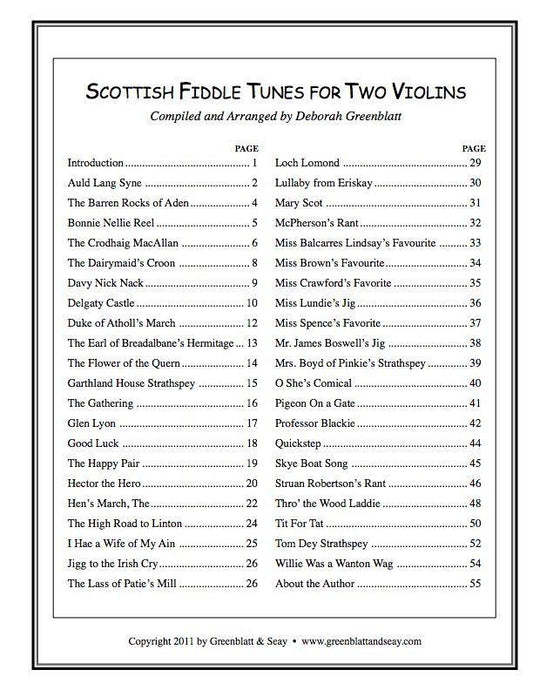 Scottish Fiddle Tunes for Two Violins Media Greenblatt & Seay