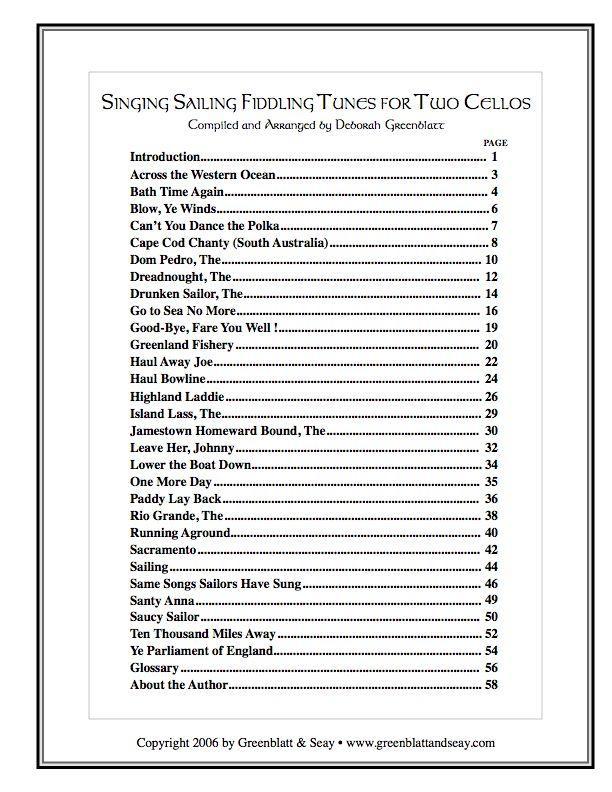 Singing Sailing Fiddling Tunes for Two Cellos Media Greenblatt & Seay