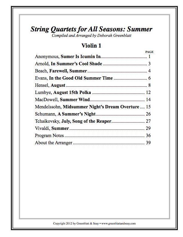 String Quartets for All Seasons: Summer - Parts Media Greenblatt & Seay