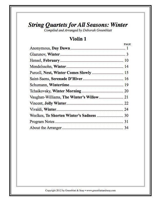 String Quartets for All Seasons: Winter - Parts Media Greenblatt & Seay
