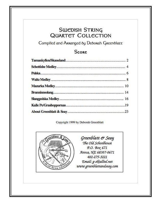 Swedish String Quartet Collection - Score Media Greenblatt & Seay