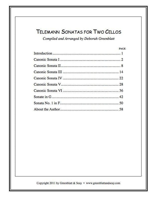 Telemann Sonatas for Two Cellos Media Greenblatt & Seay