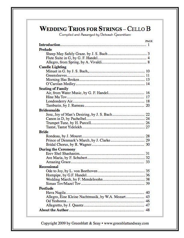 Wedding Trios for Strings Cello B Media Greenblatt & Seay