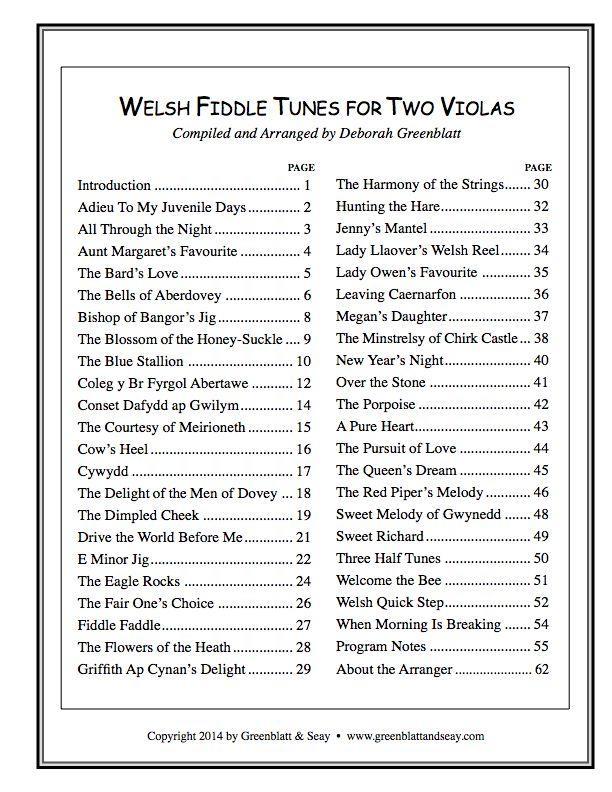 Welsh Fiddle Tunes for Two Violas Media Greenblatt & Seay