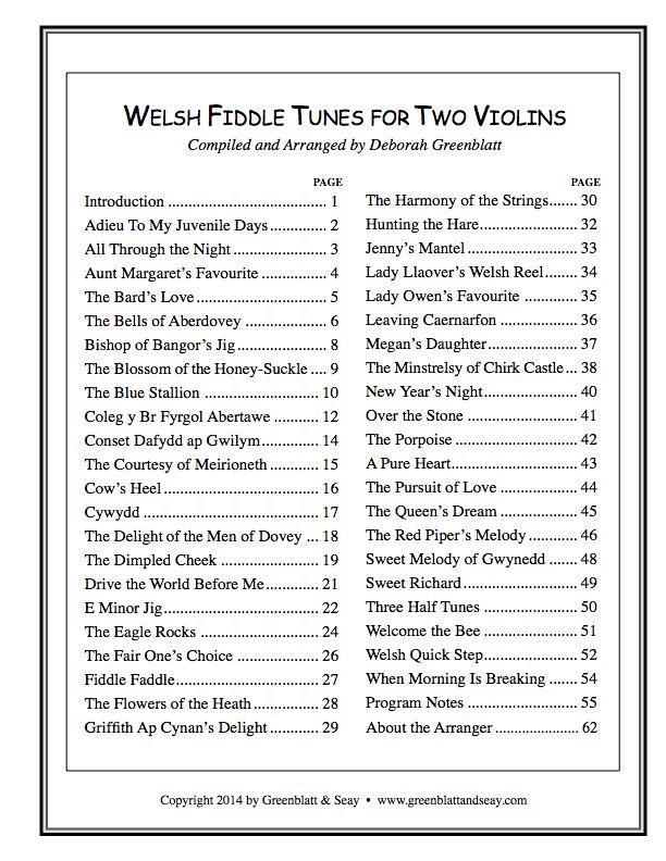 Welsh Fiddle Tunes for Two Violins Media Greenblatt & Seay