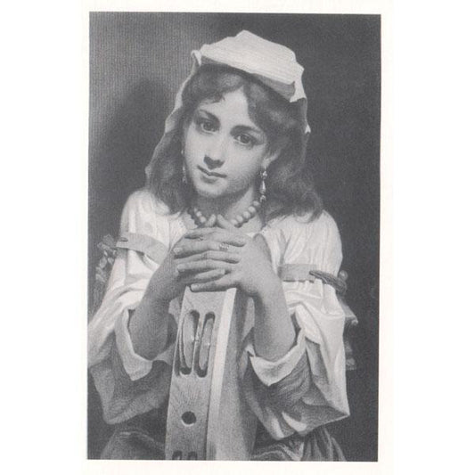 Pensive Elizabethan girl w/ tambourine Musical Postcards Lark in the Morning   